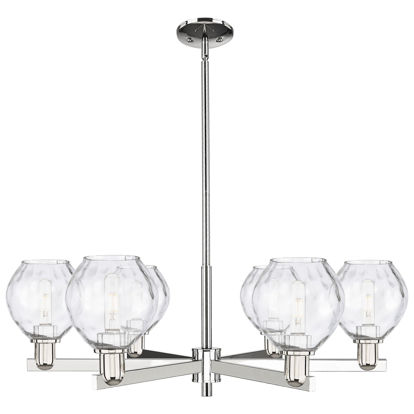 Innovations Waverly 36in 6-Light Chandelier | Industrial Polished Nickel and Clear Glass | Dining Room & Living Room | Model 716-6CR-PN-G362