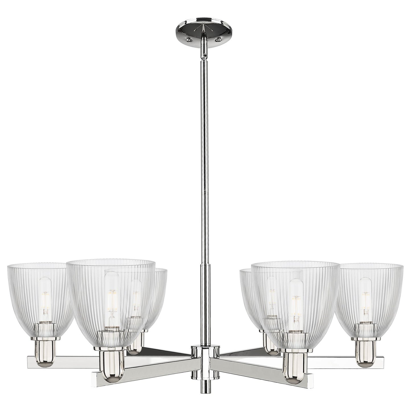 Innovations Castile 36in 6-Light Chandelier | Industrial Polished Nickel and Clear Glass | Dining Room & Living Room | Model 716-6CR-PN-G382
