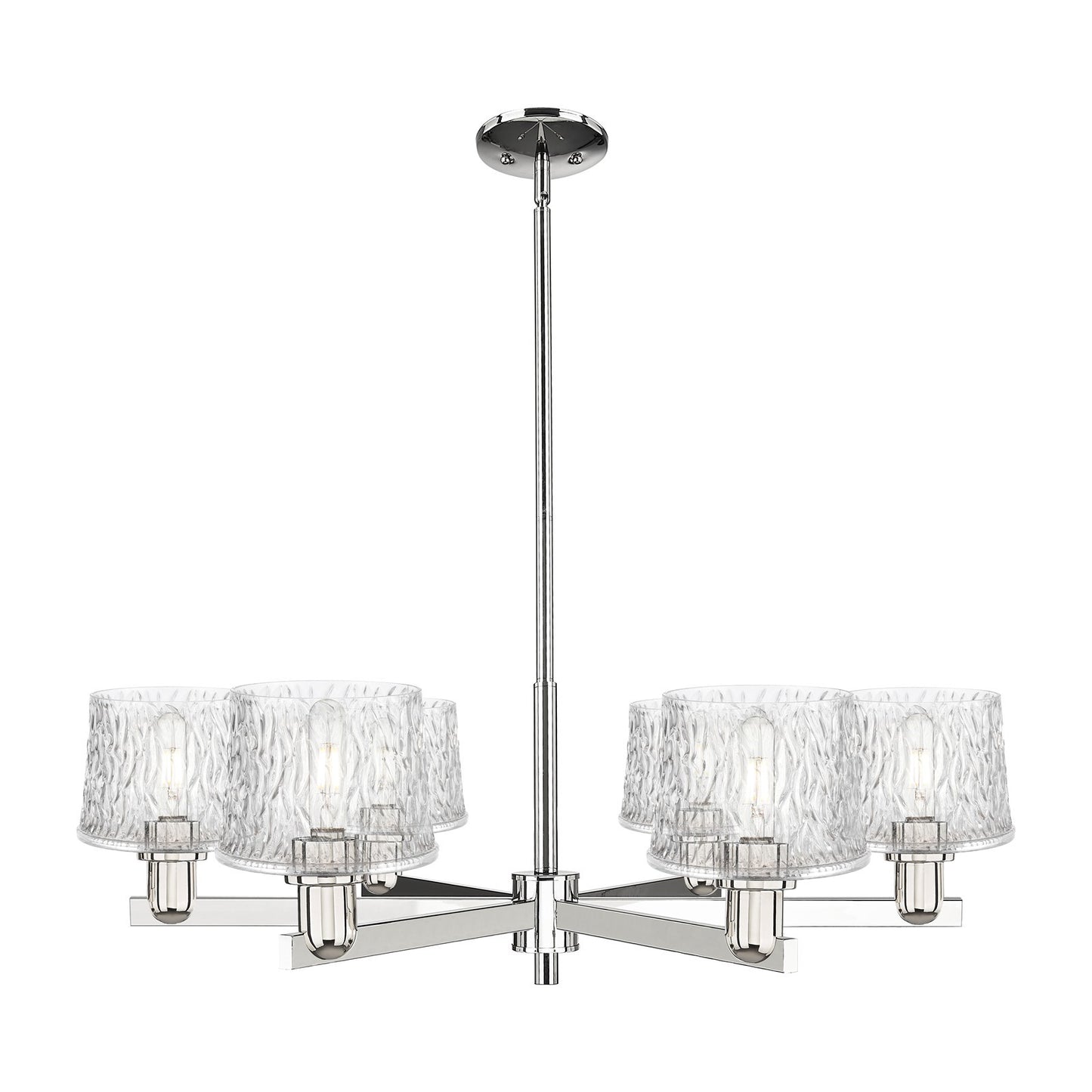 Innovations Niagara 36in 6-Light Chandelier | Industrial Polished Nickel and Clear Glass | Dining Room & Living Room | Model 716-6CR-PN-G402