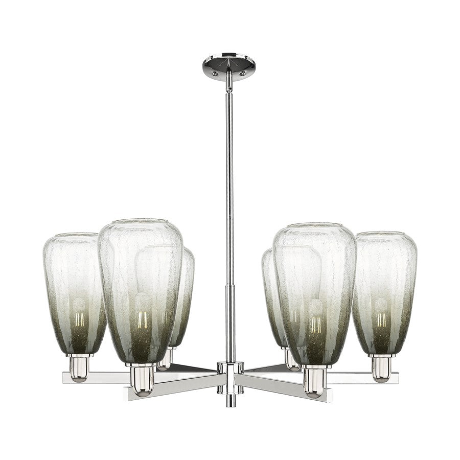 Innovations BH Almond 6Lt 24" Stem Chandelier, PN/SL - 716-6CR-PN-G480-6SL