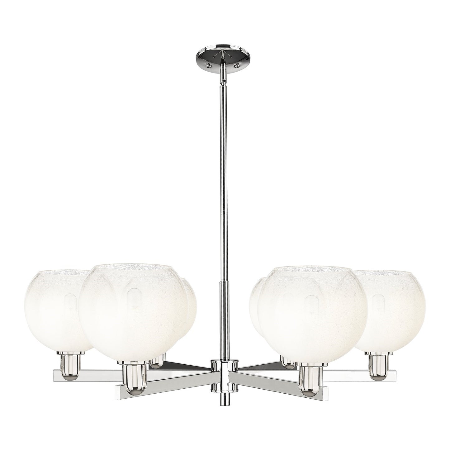 Innovations Brookhaven Globe 38in 6-Light Chandelier | Industrial Polished Nickel and Opal Glass | Dining Room & Living Room | Model 716-6CR-PN-G483-8OP
