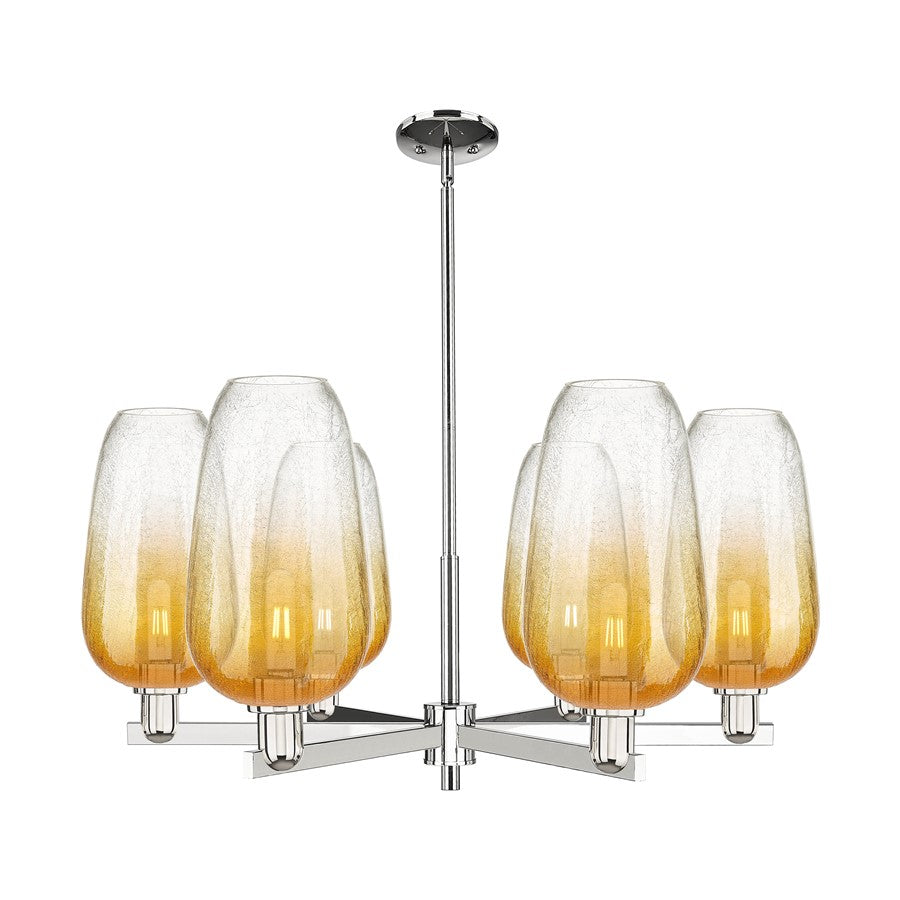 Innovations BH Flute 6Lt 24" Stem Chandelier, PN/AM - 716-6CR-PN-G484-7AM