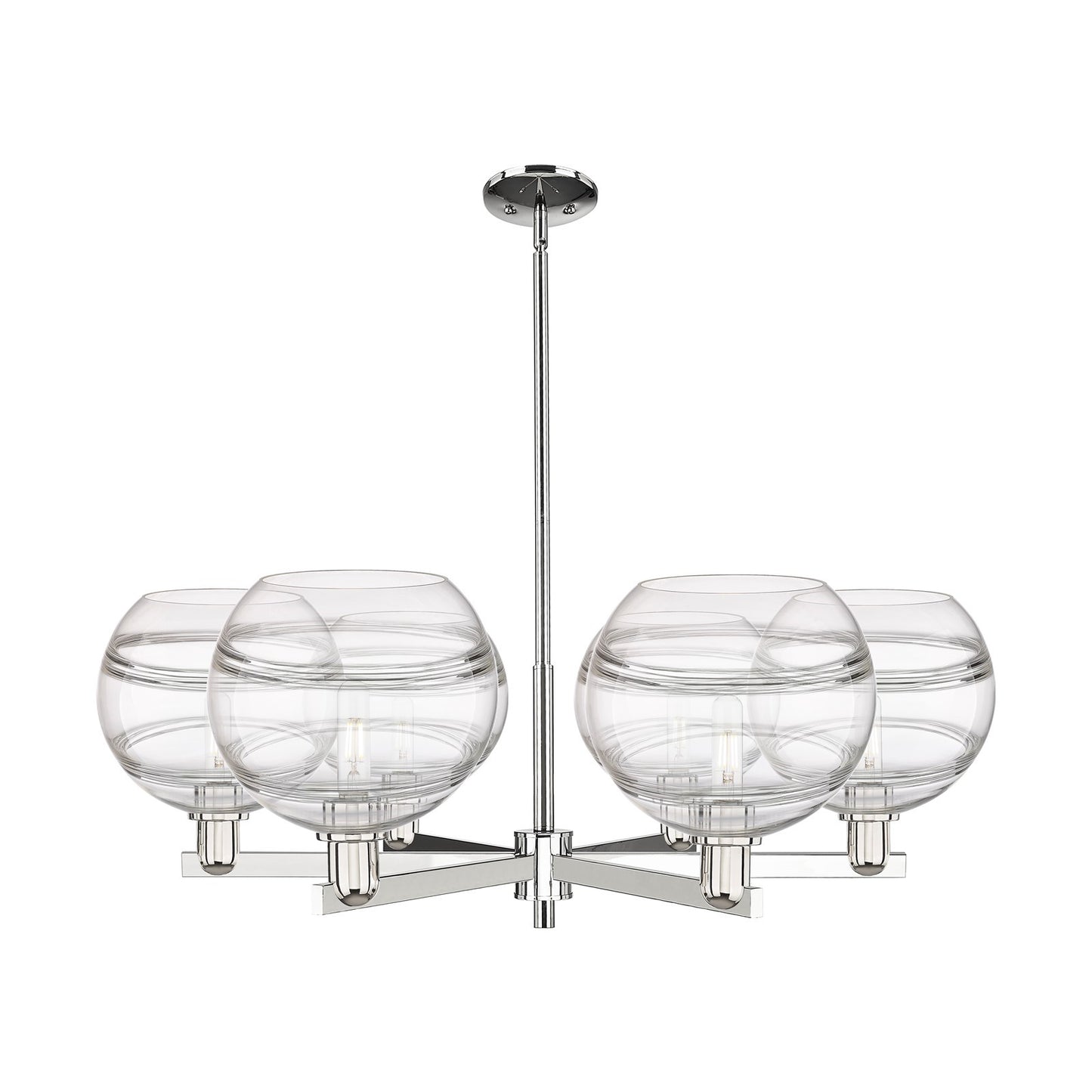 Innovations Rochester 40in 6-Light Chandelier | Industrial Polished Nickel Steel and Clear Glass | Kitchen Island & Dining | Model 716-6CR-PN-G556-10CL