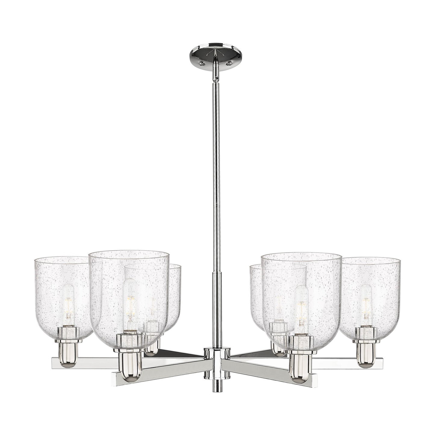 Innovations Bella 35in 6-Light Chandelier | Industrial Polished Nickel and Seedy Glass | Dining Room & Living Room | Model 716-6CR-PN-G558-6SDY