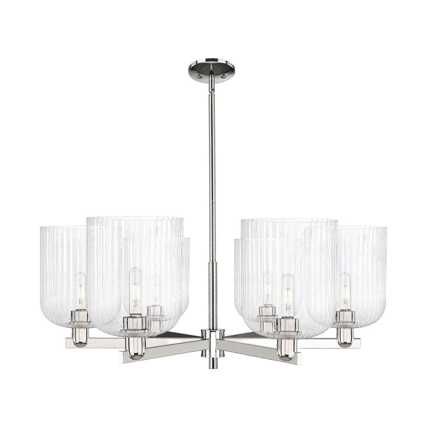 Innovations Bridal Veil 38in 6-Light Chandelier | Industrial Polished Nickel and Seedy Bell Glass | Dining Room & Living Room | Model 716-6CR-PN-G559-8SDY