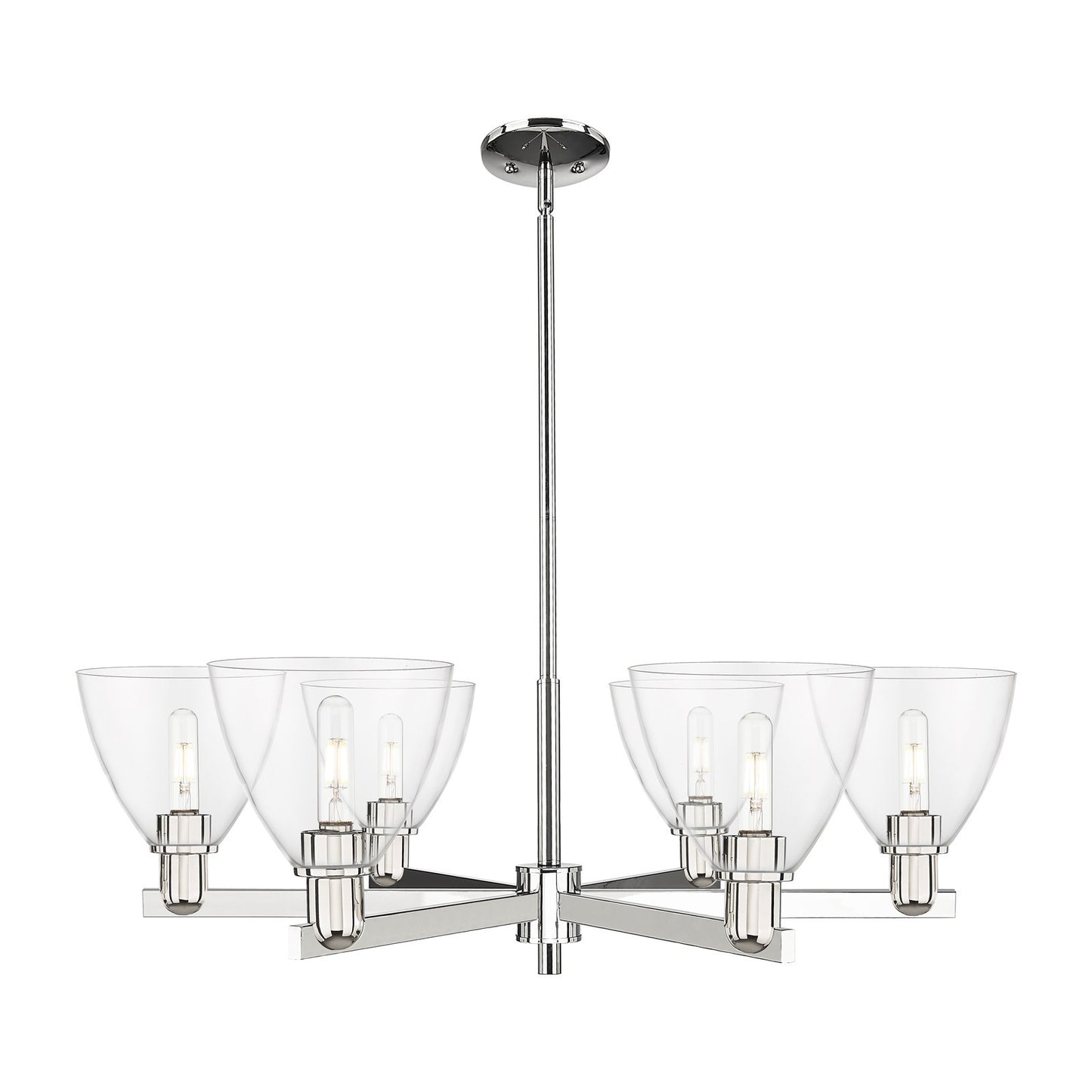 Innovations Bristol 37in 6-Light Chandelier | Industrial Polished Nickel and Clear Glass | Dining Room & Living Room | Model 716-6CR-PN-GBD-752