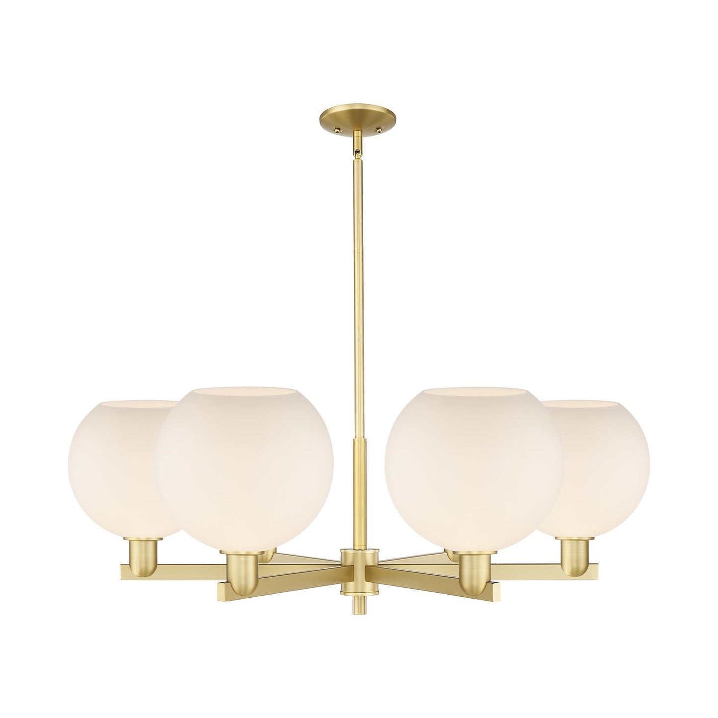 Innovations Athens 40in 6-Light Chandelier | Industrial Satin Gold Steel and Matte White Glass | Dining Room & Living Room | Model 716-6CR-SG-G121-10
