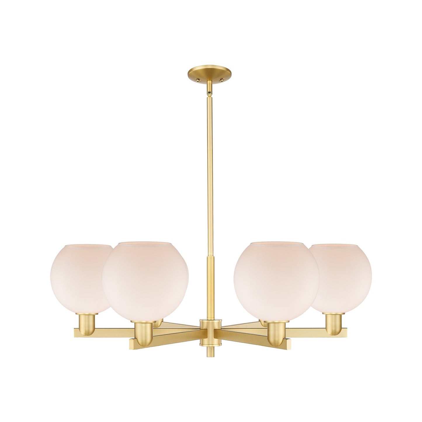 Innovations Athens 38in 6-Light Chandelier | Industrial Satin Gold Steel and Matte White Glass | Dining Room & Living Room | Model 716-6CR-SG-G121-8