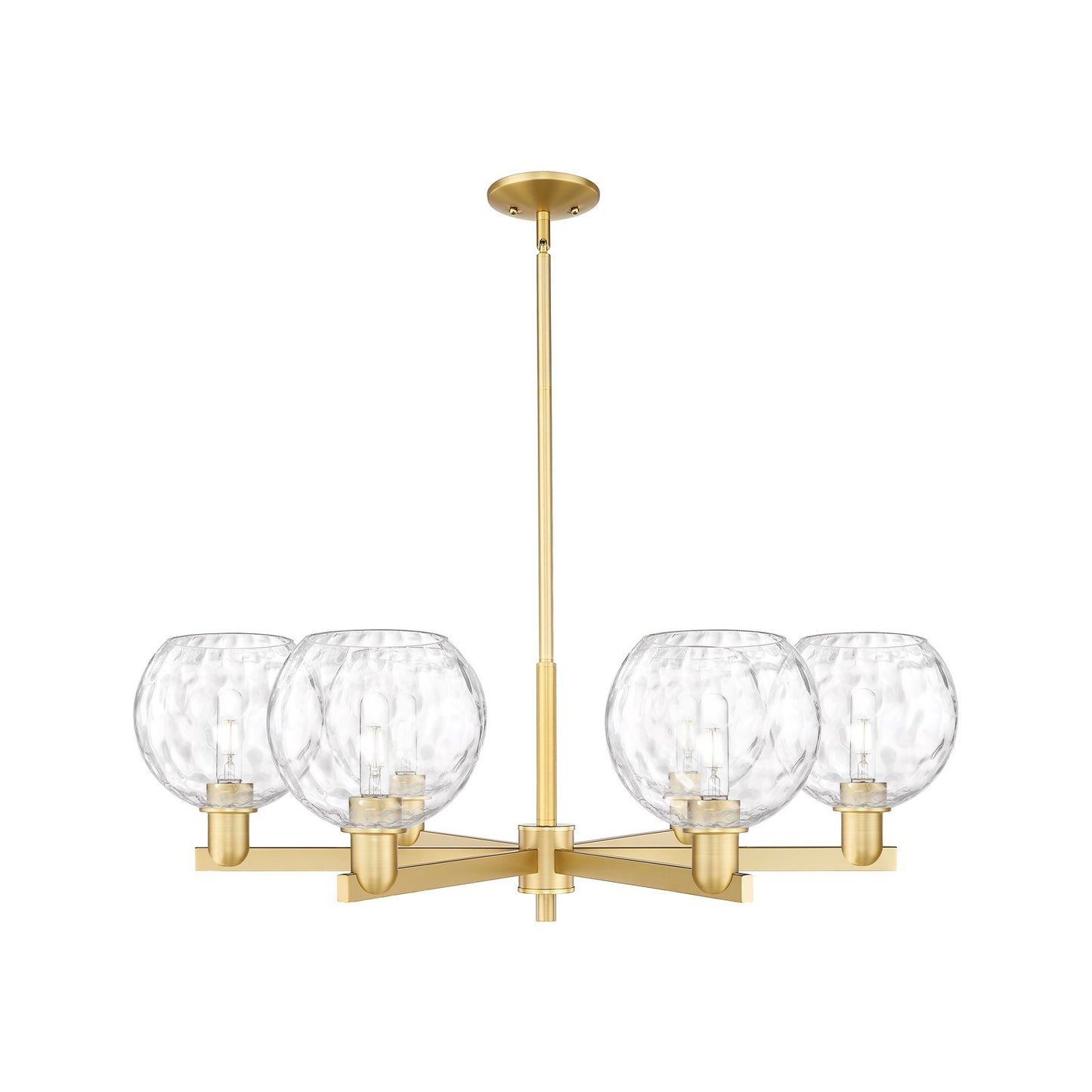 Innovations Athens 38in 6-Light Chandelier | Industrial Satin Gold Steel and Clear Water Glass | Dining Room & Living Room | Model 716-6CR-SG-G1215-8