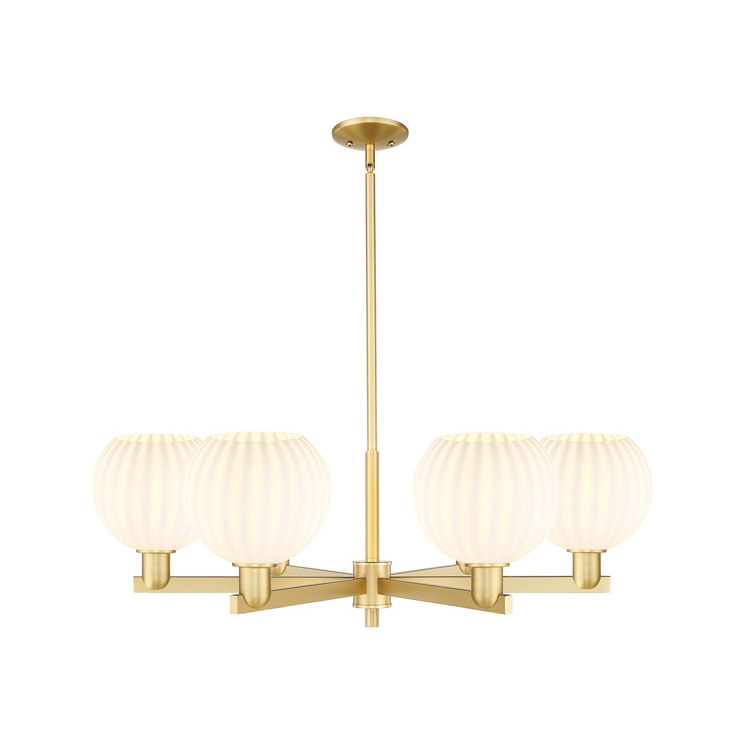 Innovations Lighting White Venetian 38in 6-Light Chandelier | Industrial Satin Gold Steel and White Venetian Glass | Kitchen | Model 716-6CR-SG-G1217-8WV