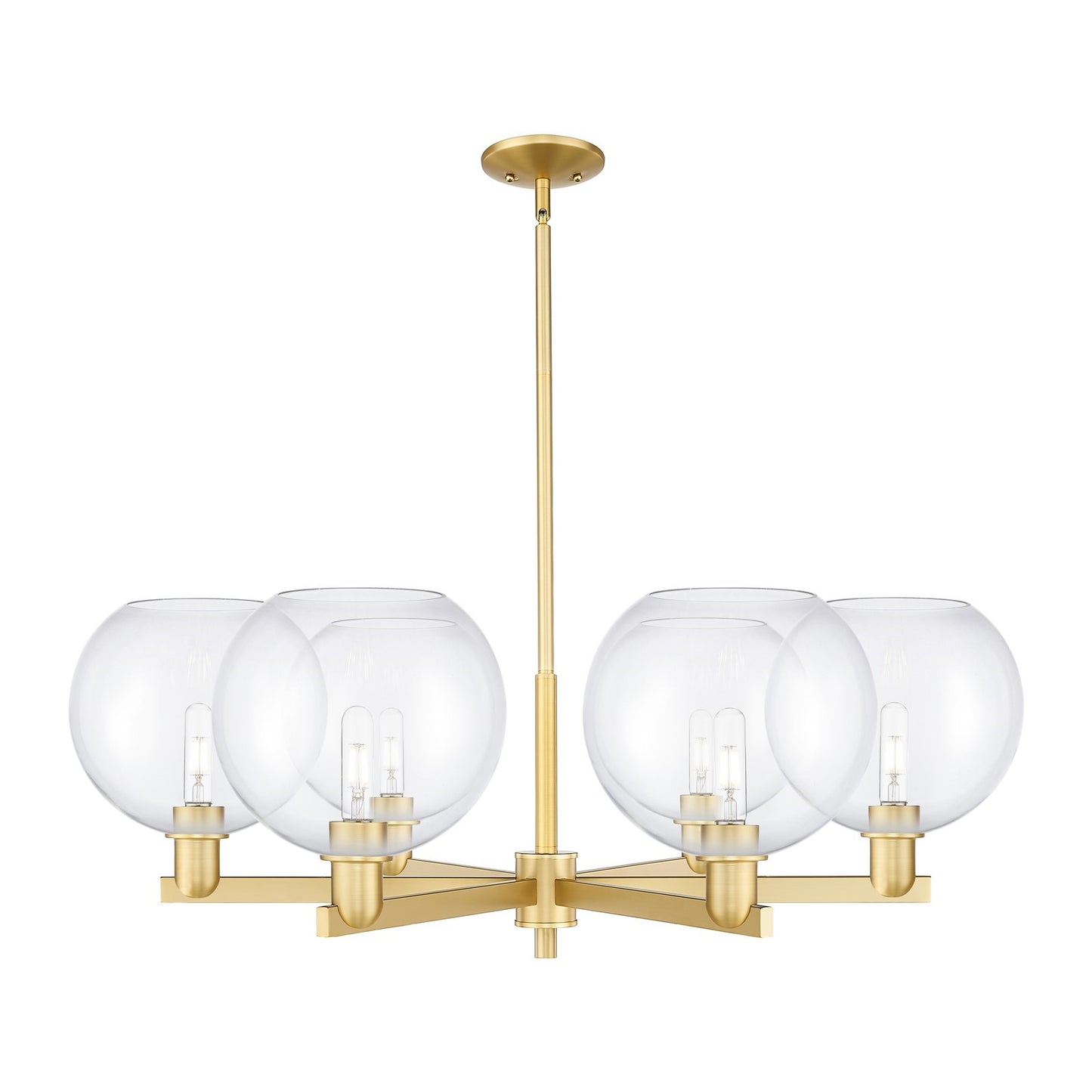 Innovations Athens 40in 6-Light Chandelier | Industrial Satin Gold Steel and Clear Glass | Dining Room & Living Room | Model 716-6CR-SG-G122-10