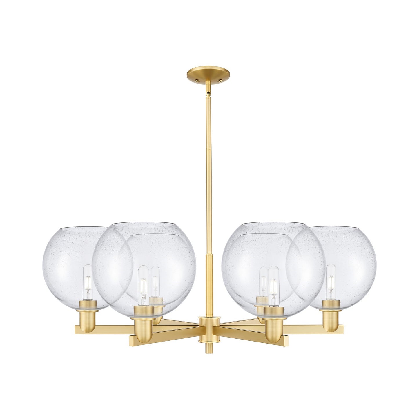 Innovations Athens 40in 6-Light Chandelier | Industrial Satin Gold Steel and Seedy Glass | Dining Room & Living Room | Model 716-6CR-SG-G124-10