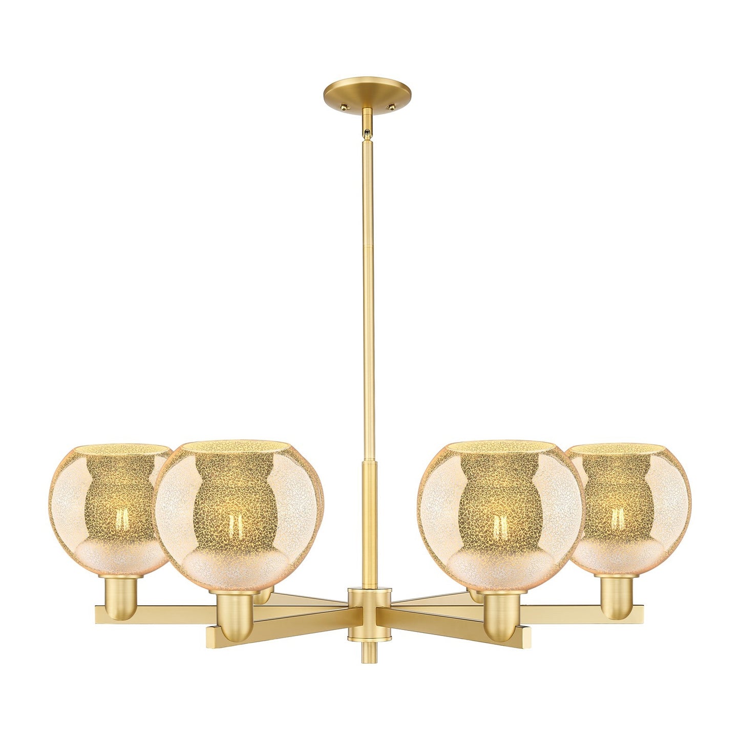 Innovations Athens 38in 6-Light Chandelier | Industrial Satin Gold Steel and Mercury Glass | Dining Room & Living Room | Model 716-6CR-SG-G128-8