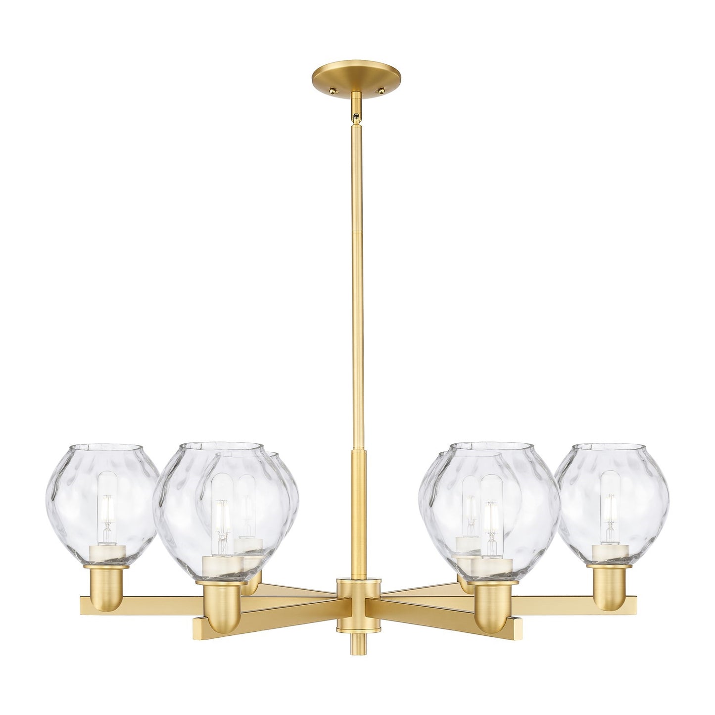 Innovations Waverly 36in 6-Light Chandelier | Industrial Satin Gold and Clear Glass | Kitchen Island & Dining Room | Model 716-6CR-SG-G362
