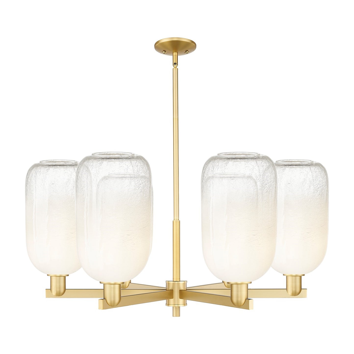 Innovations Brookhaven Cloche 37in 6-Light Chandelier | Industrial Satin Gold Steel and Opal Glass | Dining Room & Living Room | Model 716-6CR-SG-G482-7OP