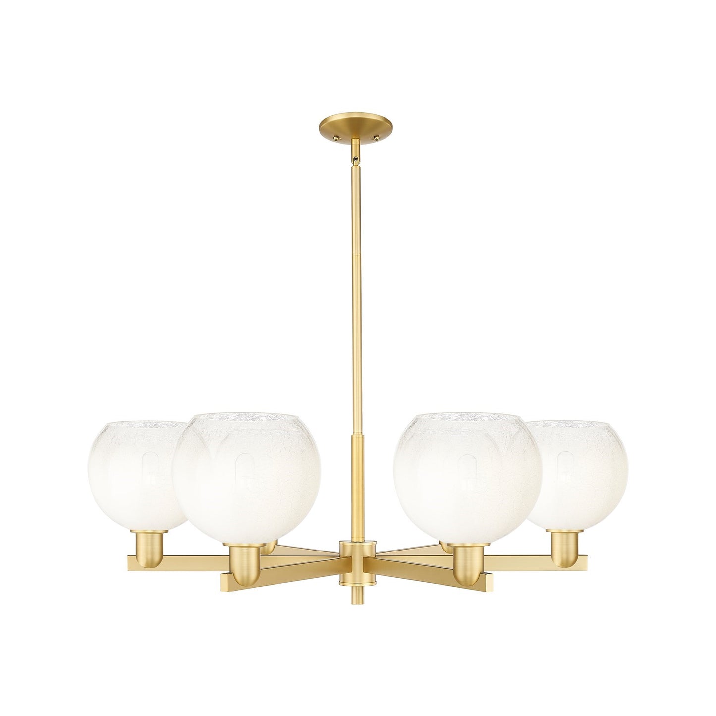 Innovations Brookhaven Globe 38in 6-Light Chandelier | Industrial Satin Gold Steel and Opal Glass | Dining Room & Living Room | Model 716-6CR-SG-G483-8OP