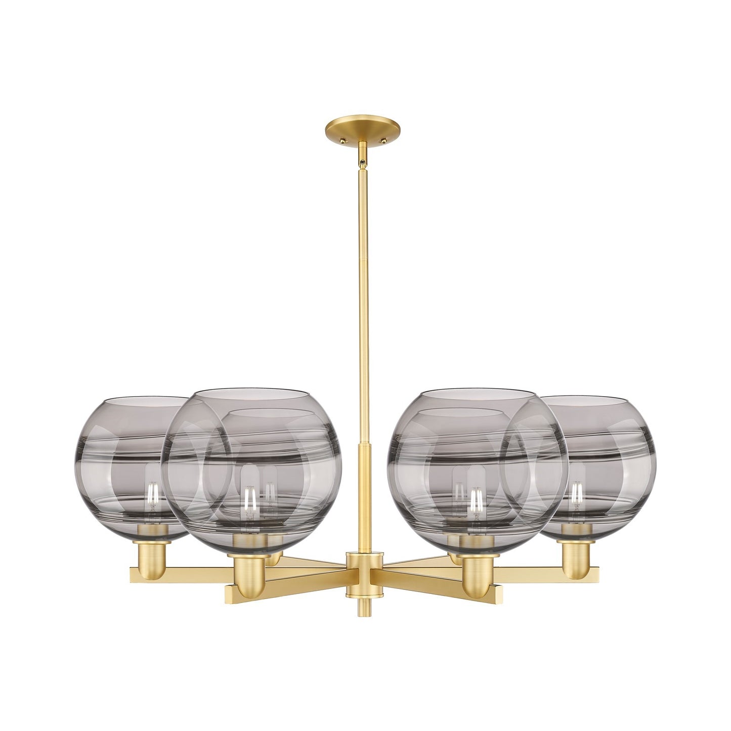 Innovations Rochester 40in 6-Light Chandelier | Industrial Satin Gold Steel and Light Smoke Glass | Dining Room & Living Room | Model 716-6CR-SG-G556-10SM