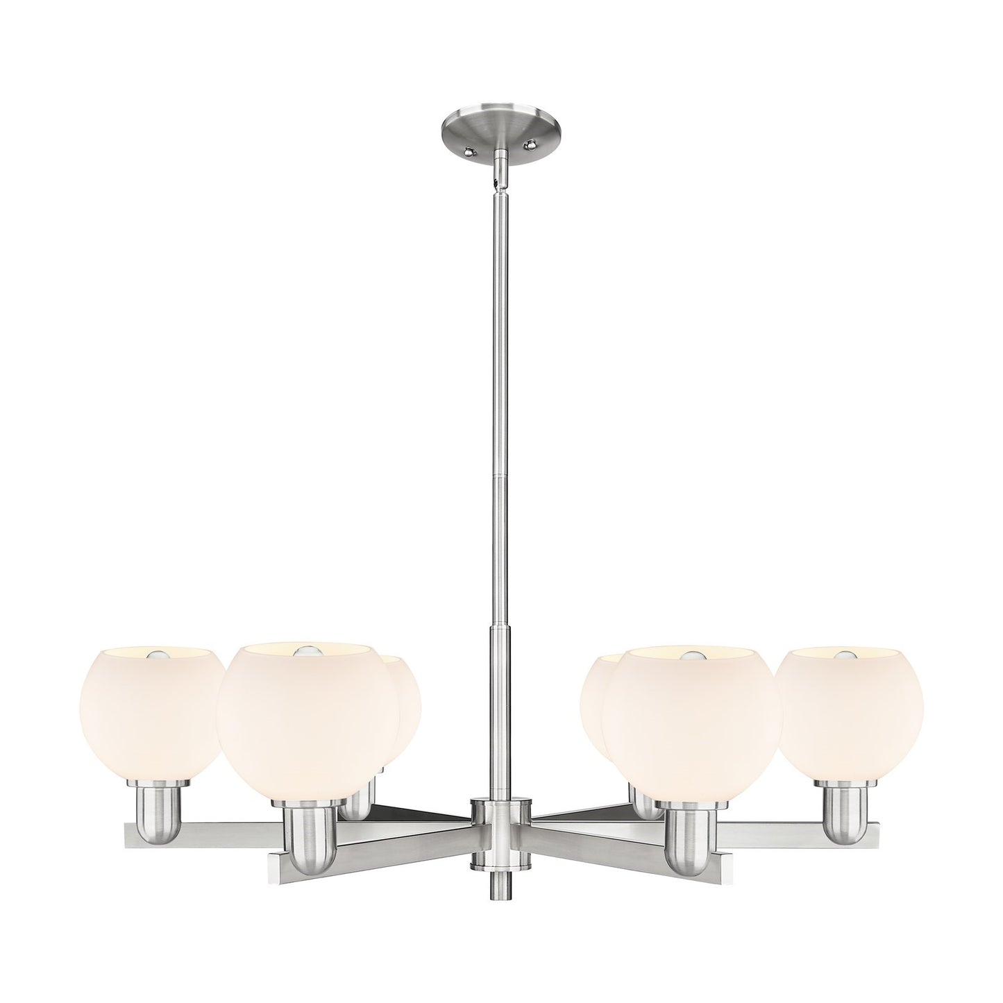 Innovations Athens 36in 6-Light Chandelier | Industrial Satin Nickel and Matte White Glass | Dining Room & Living Room | Model 716-6CR-SN-G121-6