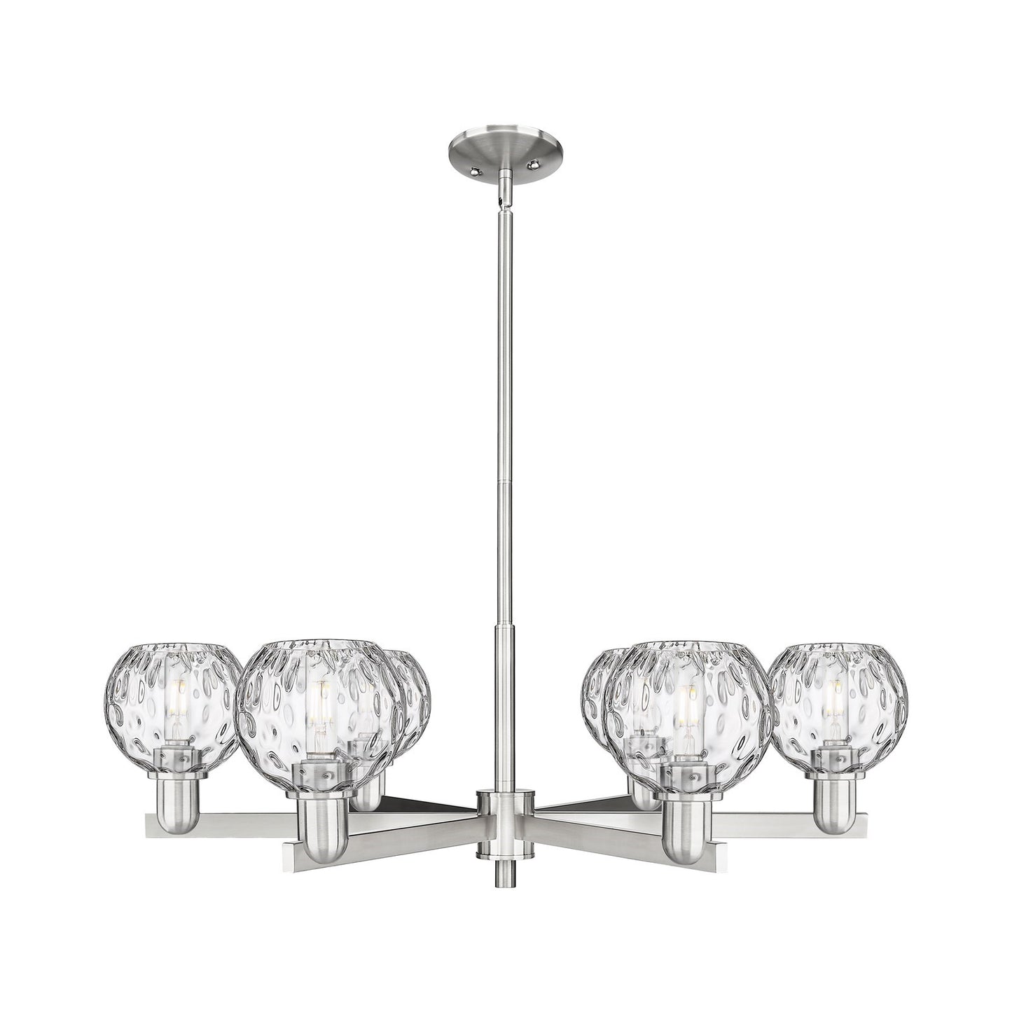 Innovations Athens 36in 6-Light Chandelier | Industrial Satin Nickel and Clear Water Glass | Dining Room & Living Room | Model 716-6CR-SN-G1215-6