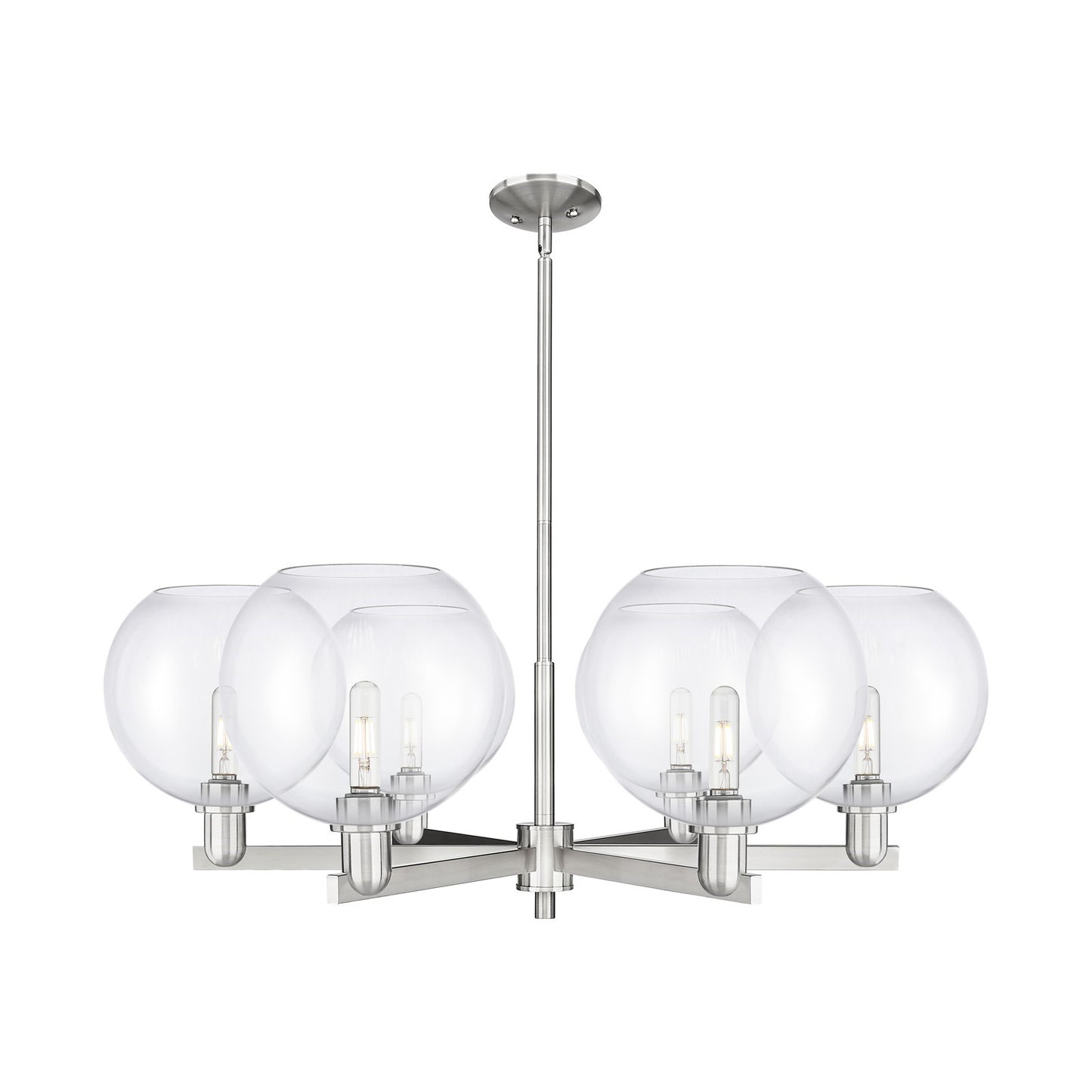 Innovations Athens 40in 6-Light Chandelier | Industrial Satin Nickel and Clear Glass | Dining Room & Living Room | 39.75 x 14 in | Model 716-6CR-SN-G122-10