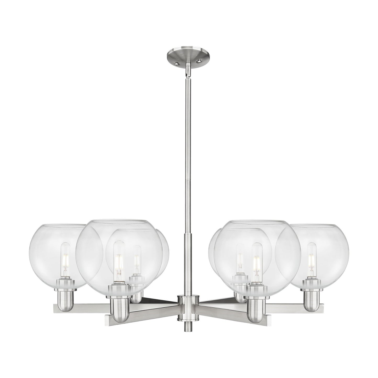 Innovations Athens 38in 6-Light Chandelier | Industrial Satin Nickel Steel and Clear Glass | Dining Room & Living Room | Model 716-6CR-SN-G122-8
