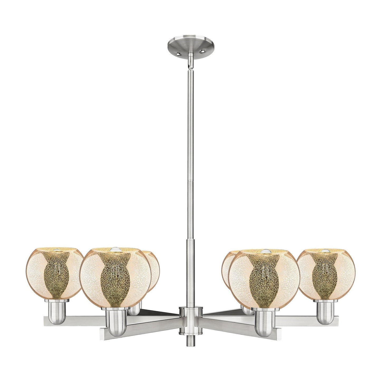Innovations Athens 36in 6-Light Chandelier | Industrial Satin Nickel and Mercury Glass | Dining Room & Living Room | Model 716-6CR-SN-G128-6