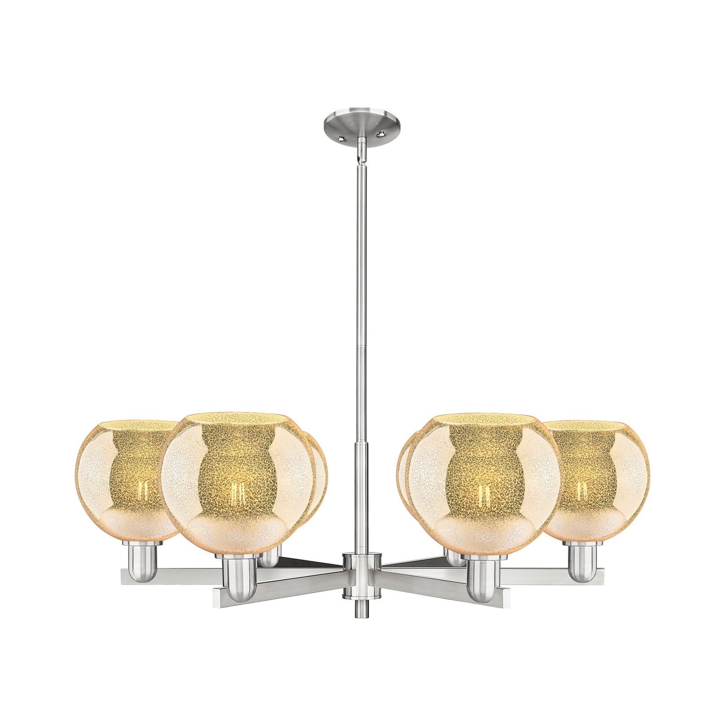 Innovations Athens 38in 6-Light Chandelier | Industrial Satin Nickel and Mercury Glass | Dining Room & Living Room | Model 716-6CR-SN-G128-8