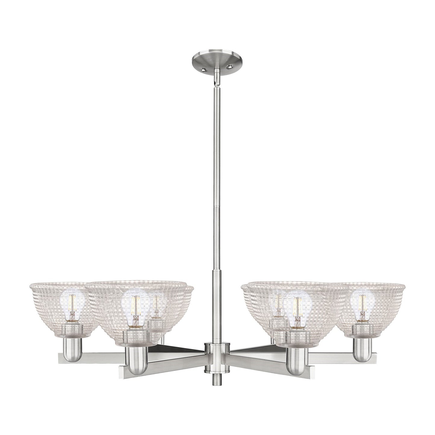 Innovations Arietta 38in 6-Light Chandelier | Industrial Satin Nickel and Clear Glass | Dining Room & Living Room | Model 716-6CR-SN-G422