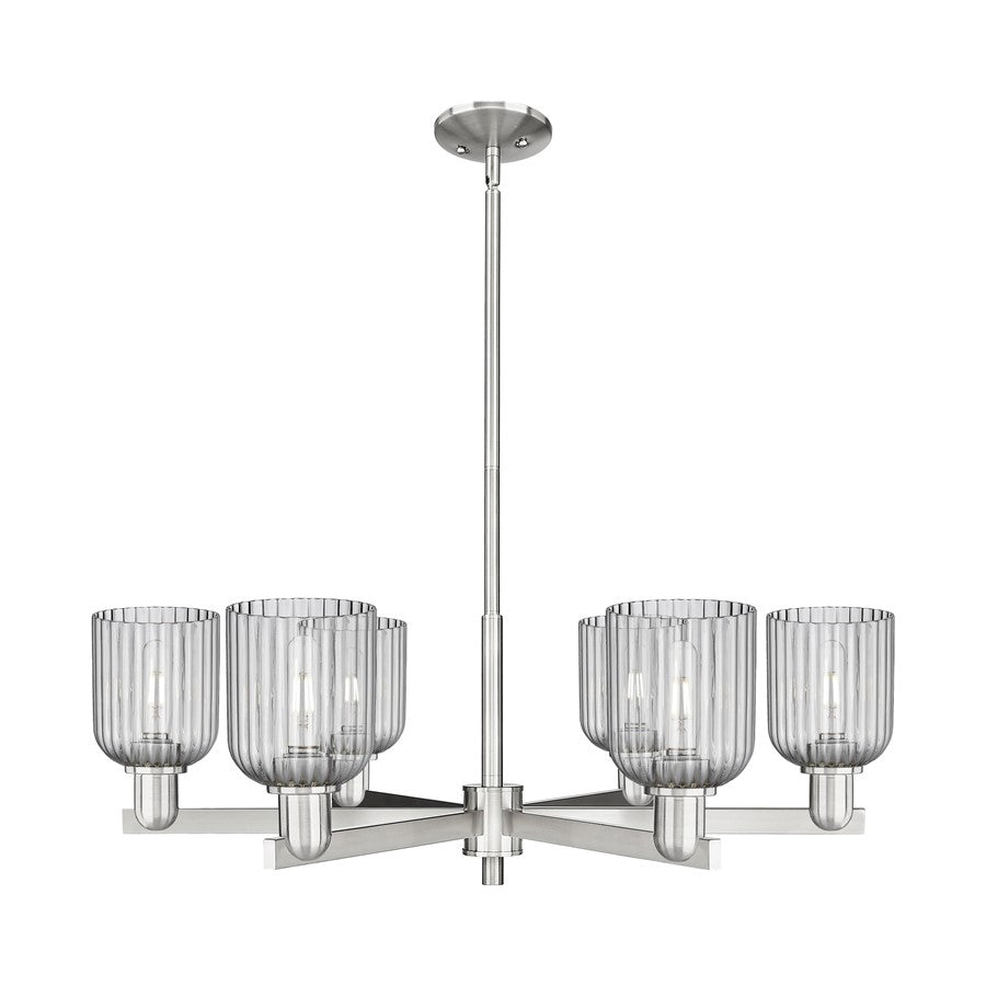 Innovations Bridal Veil 6Lt 35" Stem Chandelier, SN/Smoke - 716-6CR-SN-G559-5SM