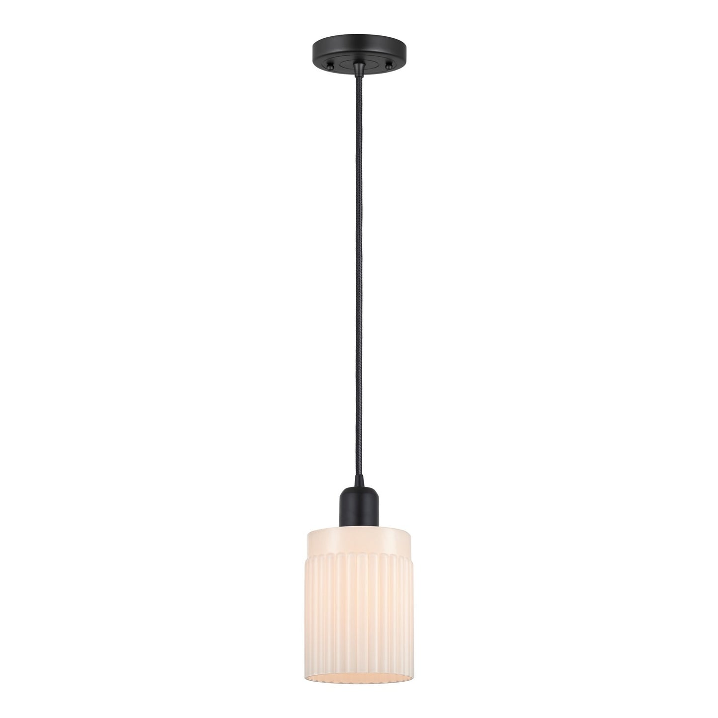 Innovations Hadley 4.5in 1-Light Mini Pendant | Industrial Matte Black Steel and Matte White Glass | Kitchen Island | Model 900-1P-BK-G341