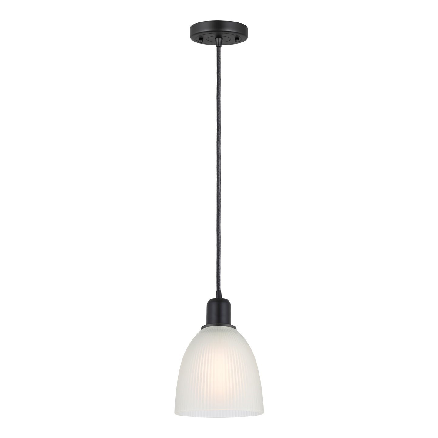 Innovations Castile 6in 1-Light Mini Pendant | Industrial Matte Black Steel and White Glass Dome | Kitchen Island & Dining Room | Model 900-1P-BK-G381