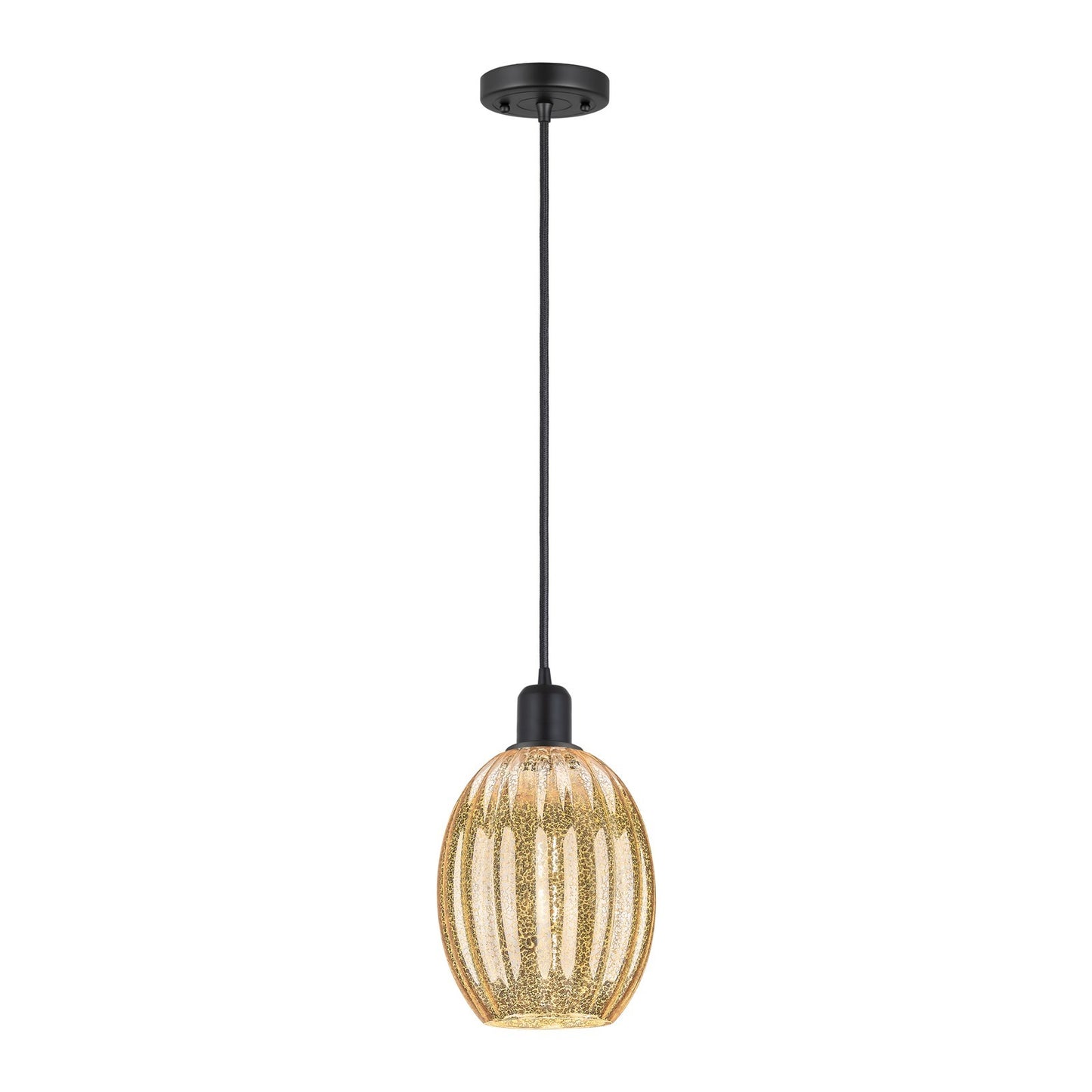 Innovations Preston Bulb 6.25in 1-Light Mini Pendant | Industrial Matte Black Steel and Mercury Glass | Kitchen Island & Dining | Model 900-1P-BK-G459-6ME