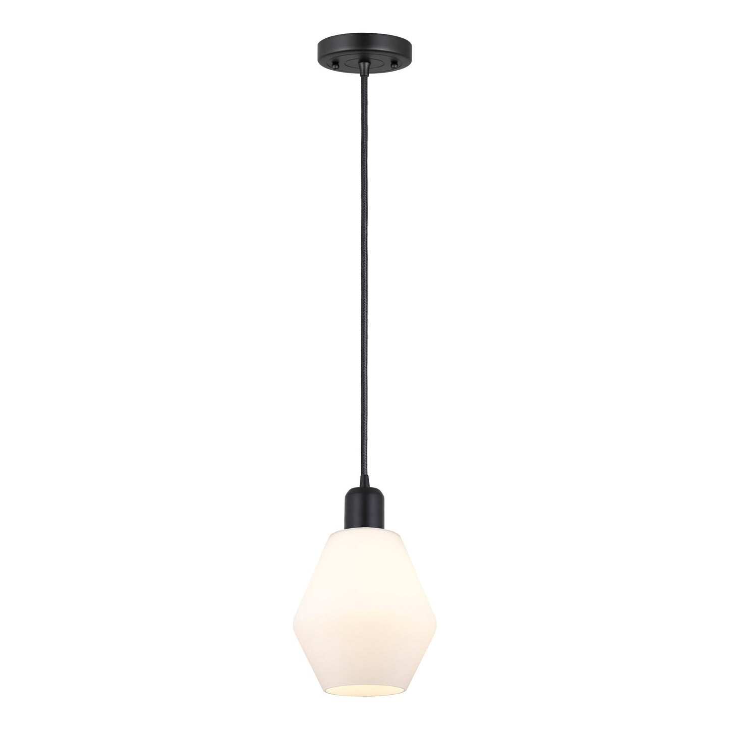 Innovations Cindyrella 6in 1-Light Mini Pendant | Industrial Matte Black Steel and Cased Matte White Glass | Kitchen Island & | Model 900-1P-BK-G651-6