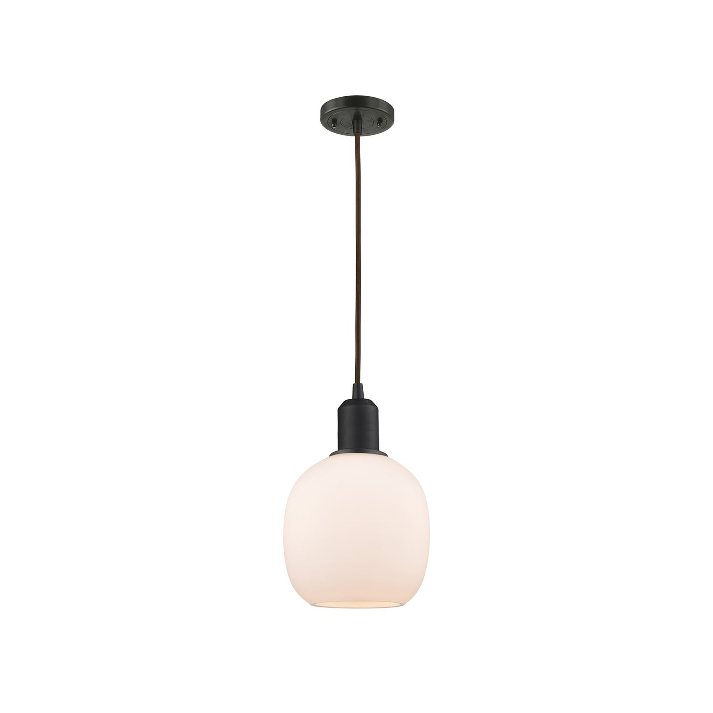 Innovations Belfast 6in 1-Light Mini Pendant | Industrial Oil Rubbed Bronze Steel and Cased Matte White Glass | Kitchen Island | Model 900-1P-OB-G101