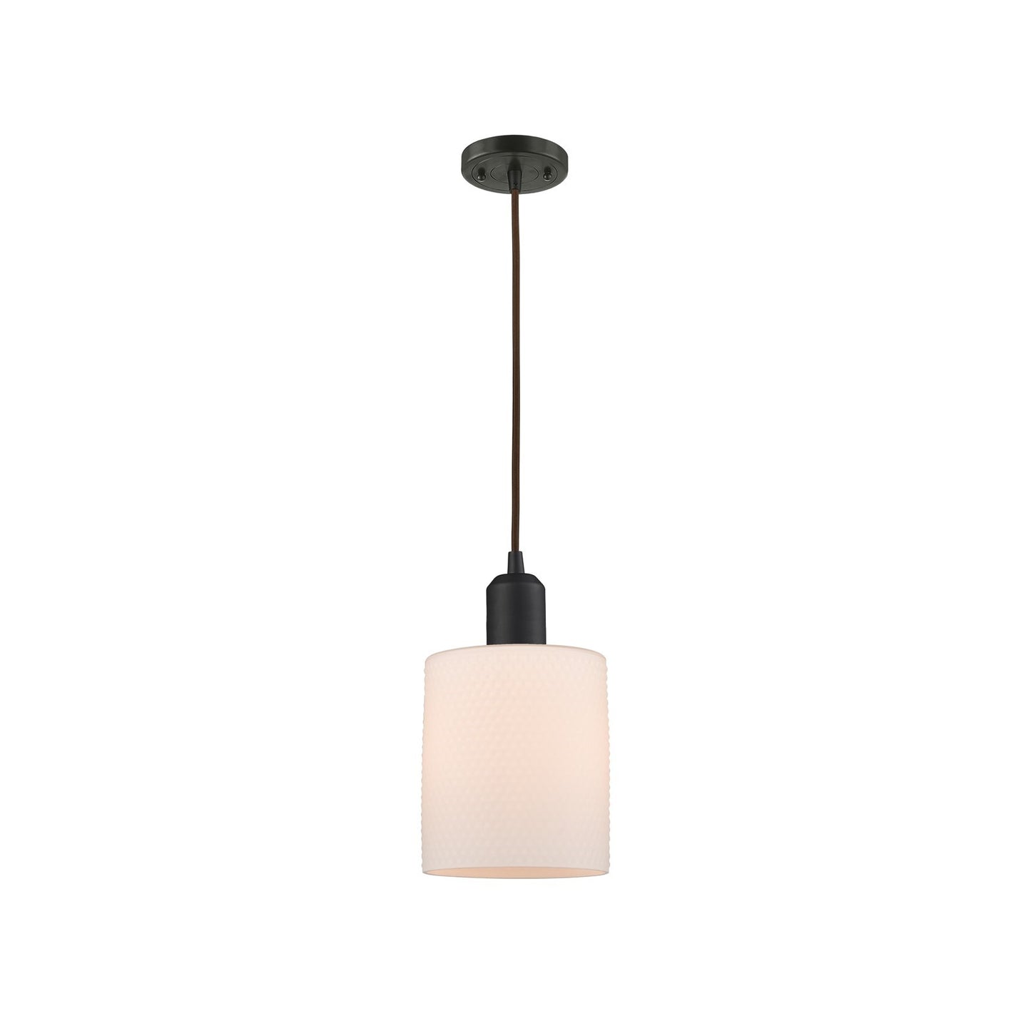 Innovations Cobbleskill 5in 1-Light Mini Pendant | Industrial Oil Rubbed Bronze Steel and Matte White Glass | Kitchen Island & | Model 900-1P-OB-G111