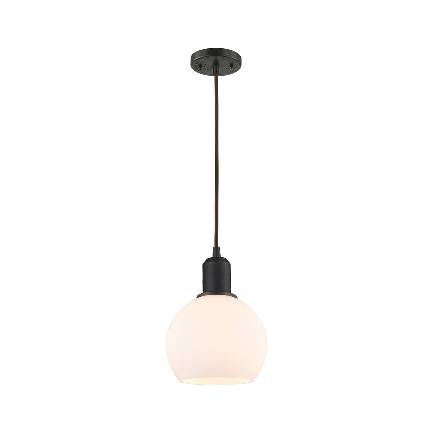 Innovations Athens 6in 1-Light Mini Pendant | Industrial Oil Rubbed Bronze Steel and Matte White Glass | Kitchen Island | Model 900-1P-OB-G121-6