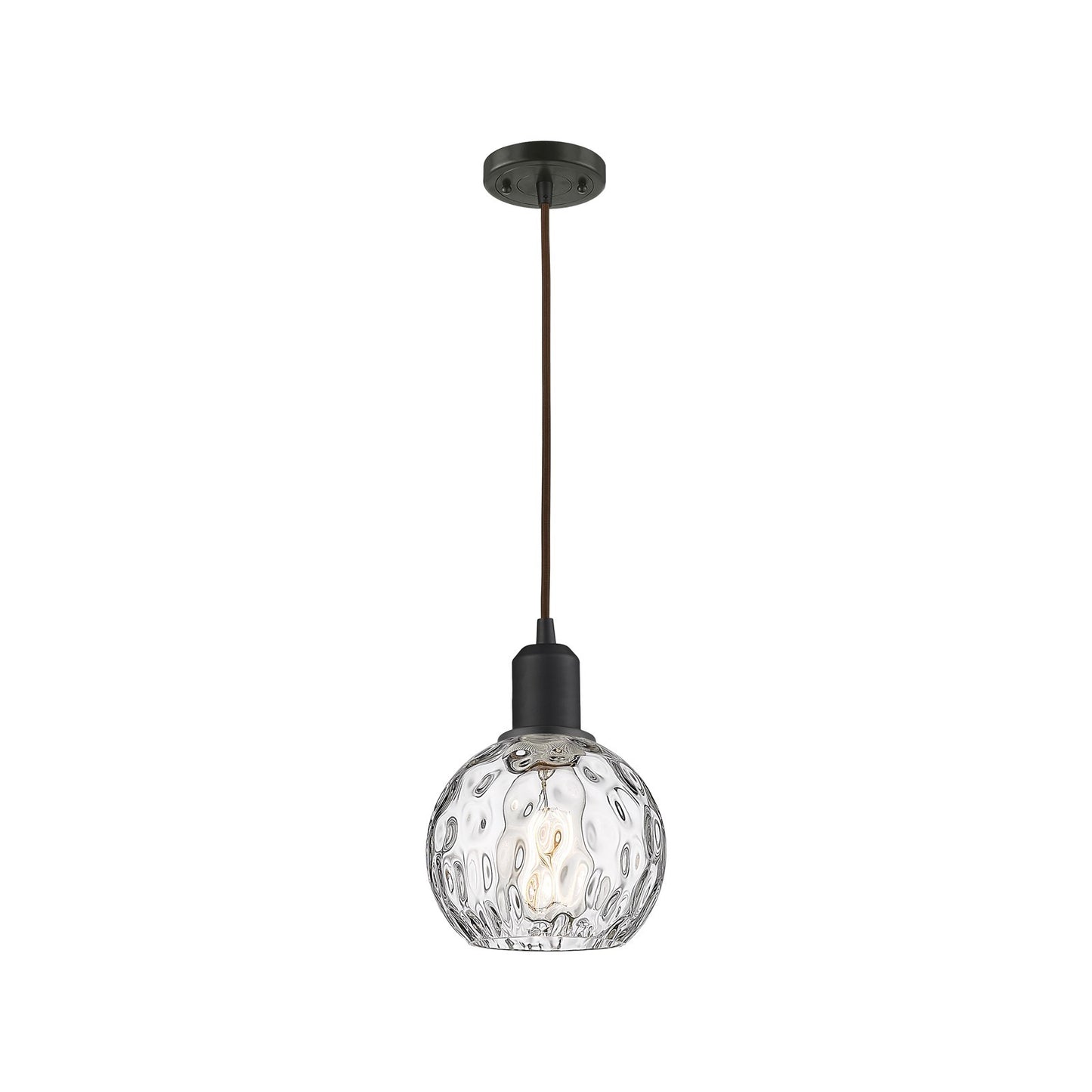 Innovations Athens Water Glass 6in 1-Light Mini Pendant | Industrial Oil Rubbed Bronze Steel and Clear Glass | Kitchen Island & | Model 900-1P-OB-G1215-6