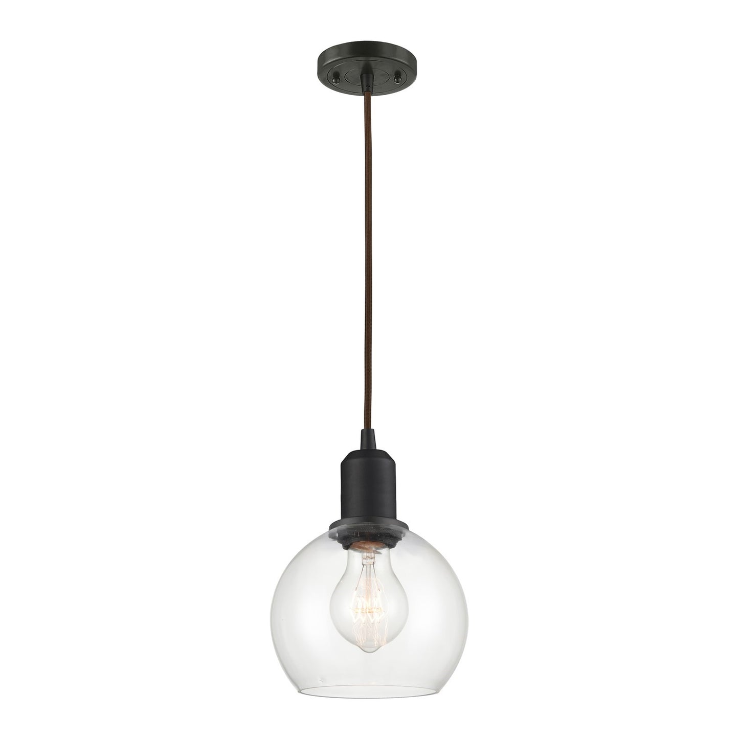 Innovations Athens 6in 1-Light Mini Pendant | Industrial Oil Rubbed Bronze Steel and Clear Glass | Kitchen Island & Dining Room | Model 900-1P-OB-G122-6