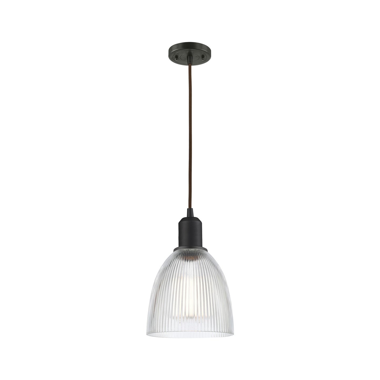Innovations Castile 6in 1-Light Mini Pendant | Industrial Oil Rubbed Bronze Steel and Clear Glass | Kitchen Island & Dining Room | Model 900-1P-OB-G382