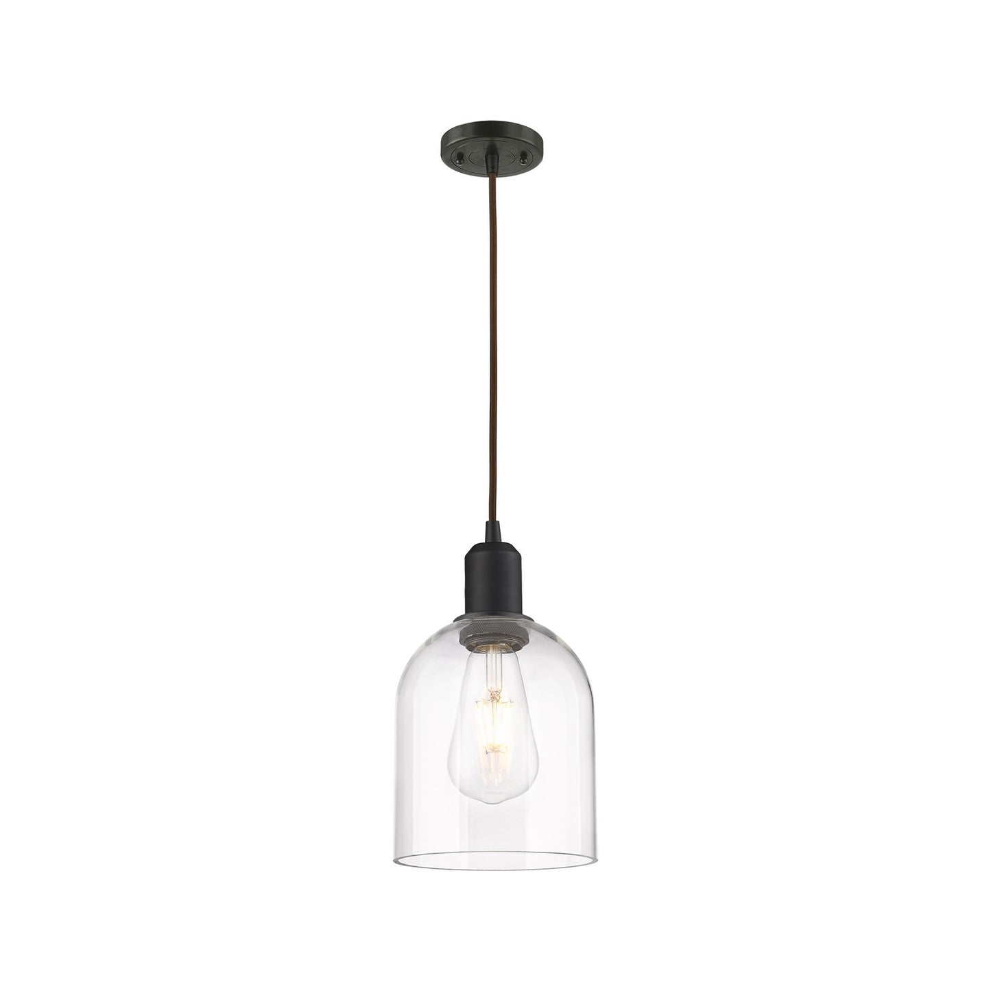 Innovations Bella 6in 1-Light Mini Pendant | Industrial Oil Rubbed Bronze Steel and Clear Glass | Kitchen Island & Dining Room | Model 900-1P-OB-G558-6CL