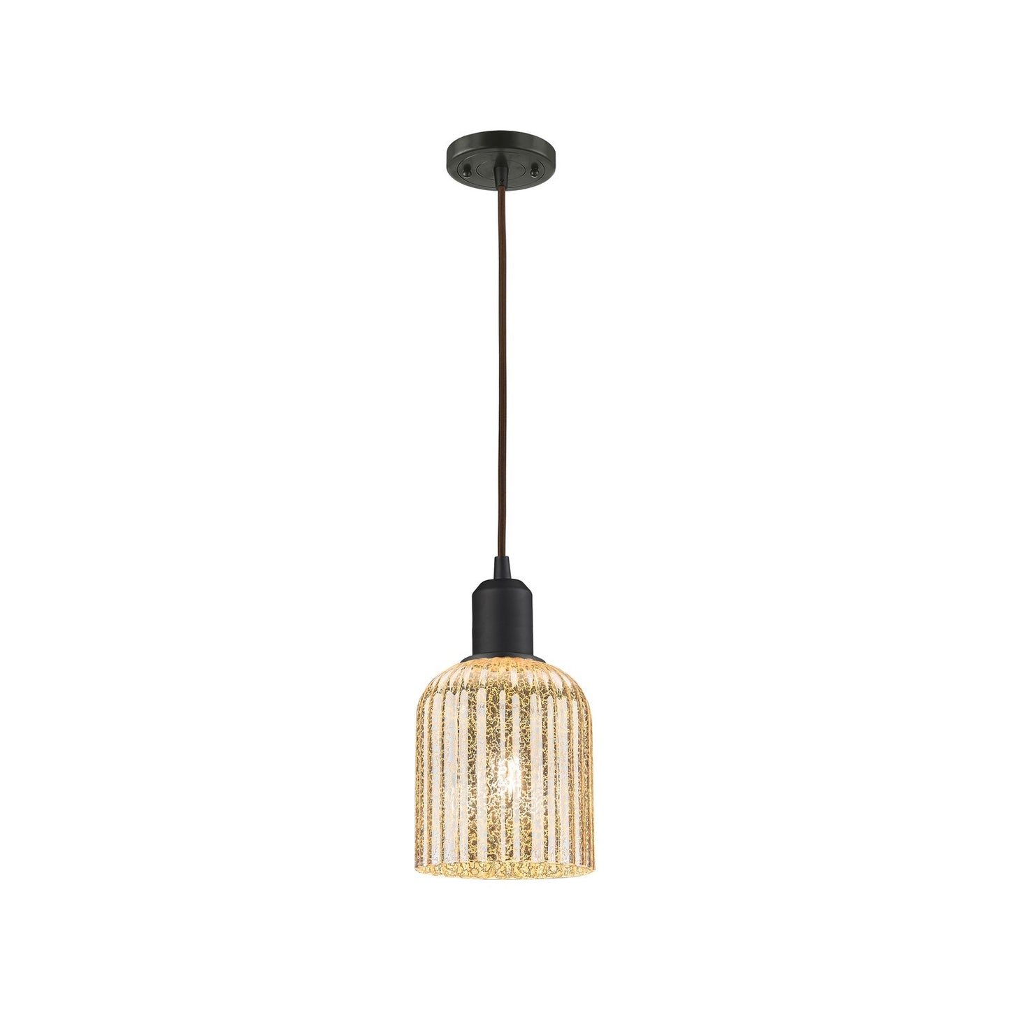 Innovations Bridal Veil 5in 1-Light Mini Pendant | Industrial Oil Rubbed Bronze Steel and Mercury Glass | Kitchen Island & | Model 900-1P-OB-G559-5ME