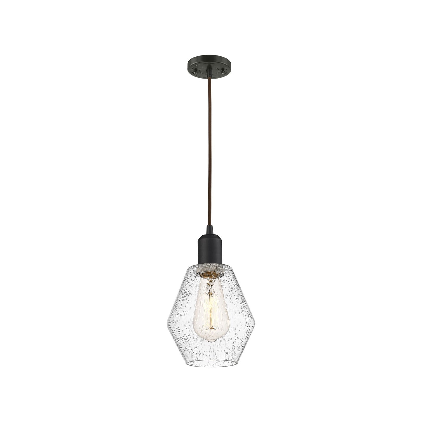 Innovations Cindyrella 6in 1-Light Mini Pendant | Industrial Oil Rubbed Bronze Steel and Seedy Glass | Kitchen Island & Dining | Model 900-1P-OB-G654-6