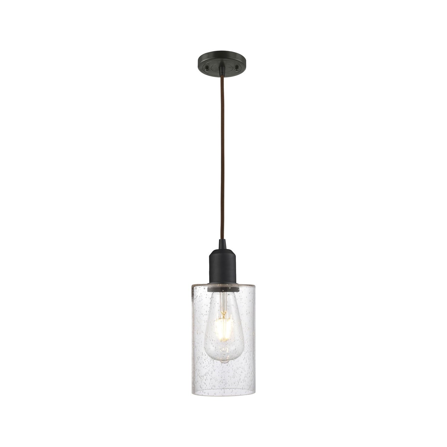 Innovations Clymer 1-Light Mini Pendant | Industrial Oil Rubbed Bronze Steel and Seedy Glass | Kitchen Island & Dining Room | Model 900-1P-OB-G804
