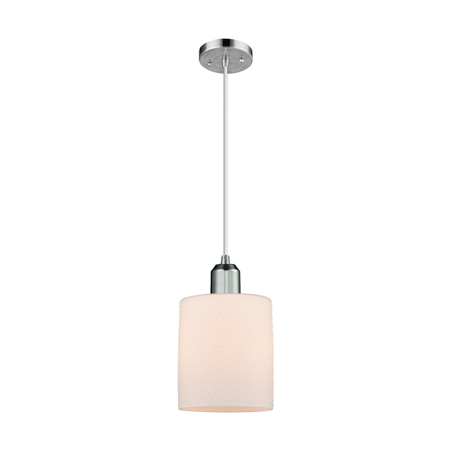 Innovations Cobbleskill 5in 1-Light Mini Pendant | Industrial Polished Chrome Steel and Matte White Glass | Kitchen Island & Dining | Model 900-1P-PC-G111