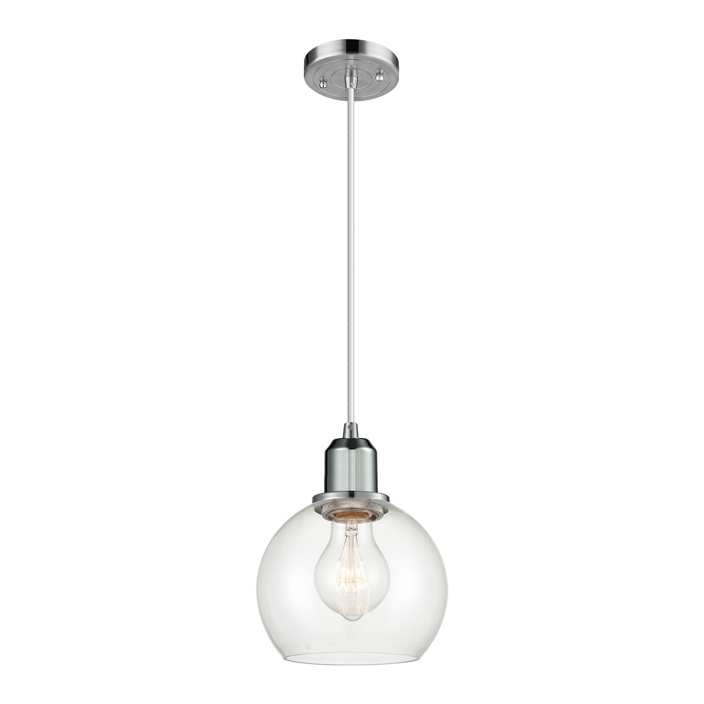 Innovations Athens 6in 1-Light Mini Pendant | Industrial Polished Chrome and Clear Glass | Kitchen Island | 5.88 x 5.88 x 7.88 in | Model 900-1P-PC-G122-6