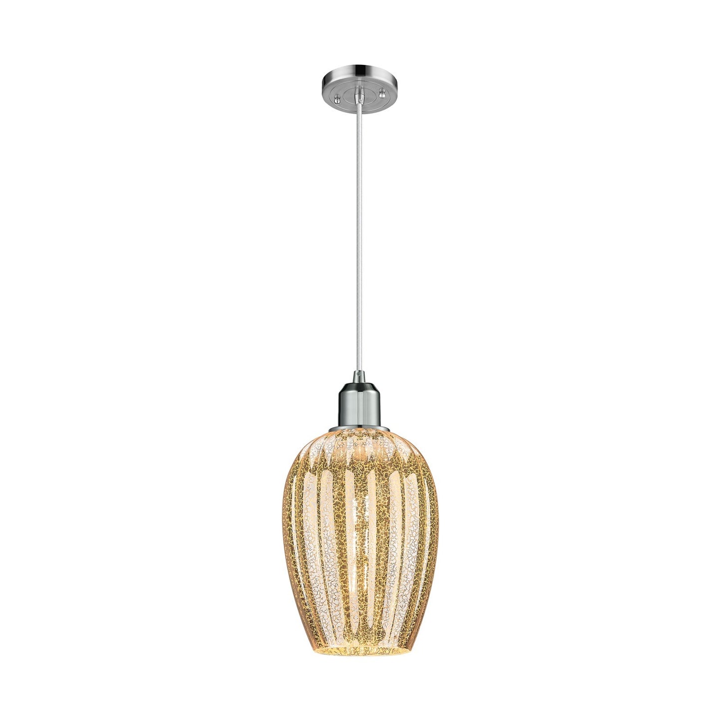 Innovations Preston Flute 6in 1-Light Mini Pendant | Industrial Polished Chrome Steel and Mercury Glass | Kitchen Island & | Model 900-1P-PC-G457-6ME