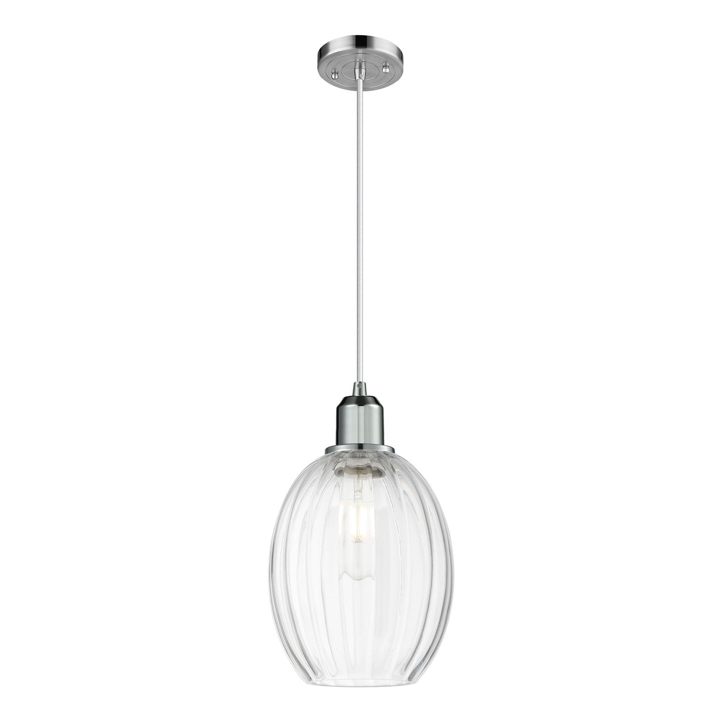 Innovations Preston Bulb 6.25in 1-Light Mini Pendant | Industrial Polished Chrome Steel and Clear Glass | Kitchen Island & | Model 900-1P-PC-G459-6CL