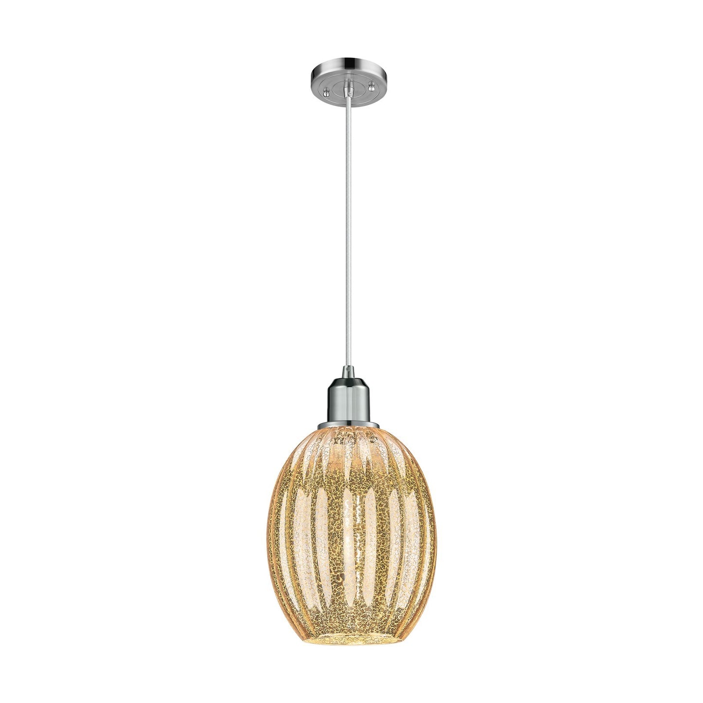 Innovations Preston Bulb 6.25in 1-Light Mini Pendant | Industrial Polished Chrome Steel and Mercury Glass | Kitchen Island & | Model 900-1P-PC-G459-6ME