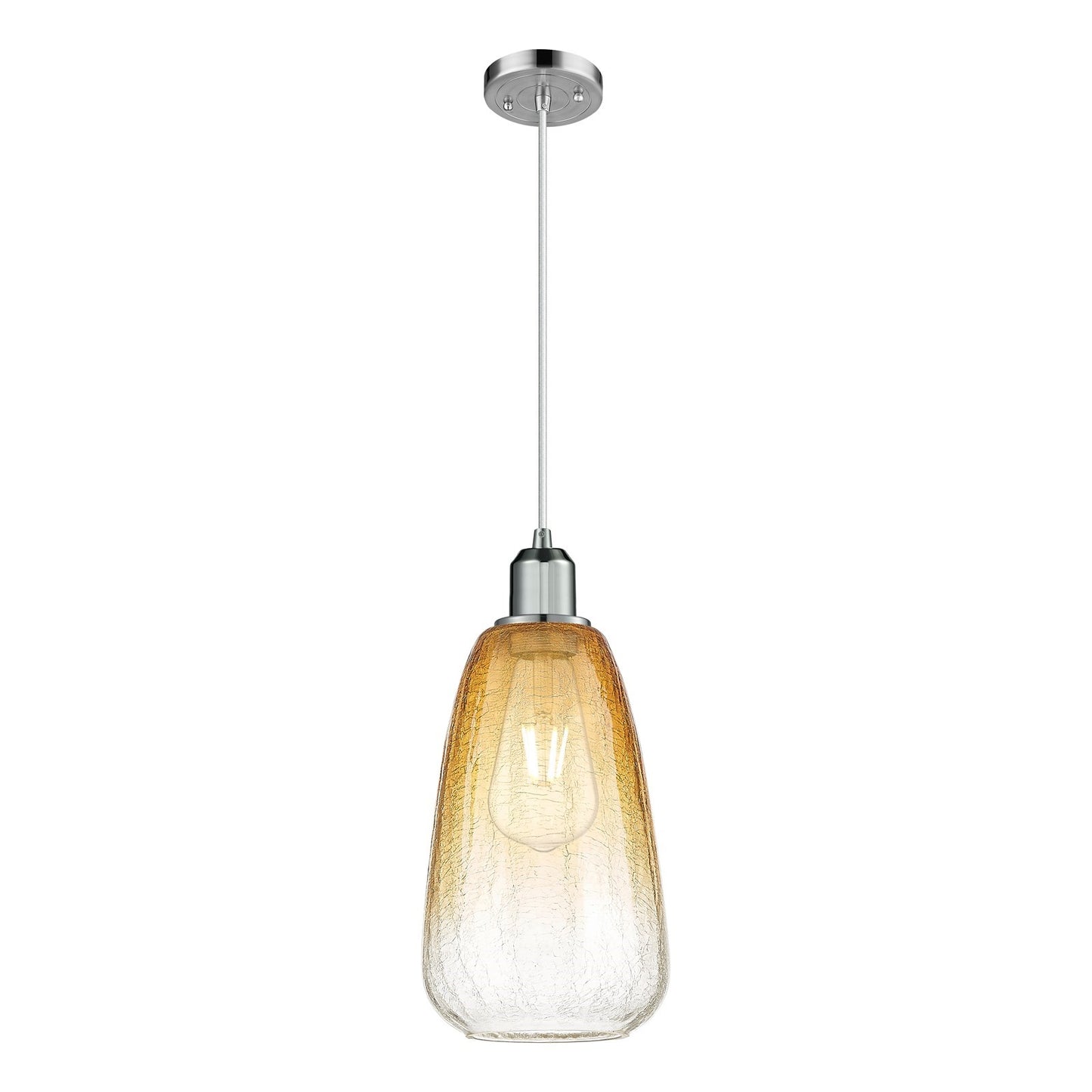 Innovations Brookhaven Almond 6in 1-Light Mini Pendant | Industrial Polished Chrome Steel and Amber Glass | Kitchen Island & | Model 900-1P-PC-G480-6AM