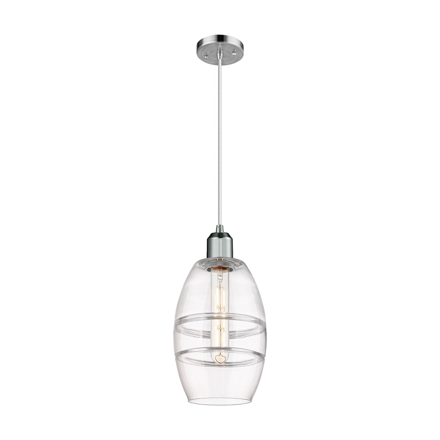 Innovations Vaz 6in 1-Light Mini Pendant | Industrial Polished Chrome and Clear Glass | Kitchen Island & Dining Room | Model 900-1P-PC-G557-6CL
